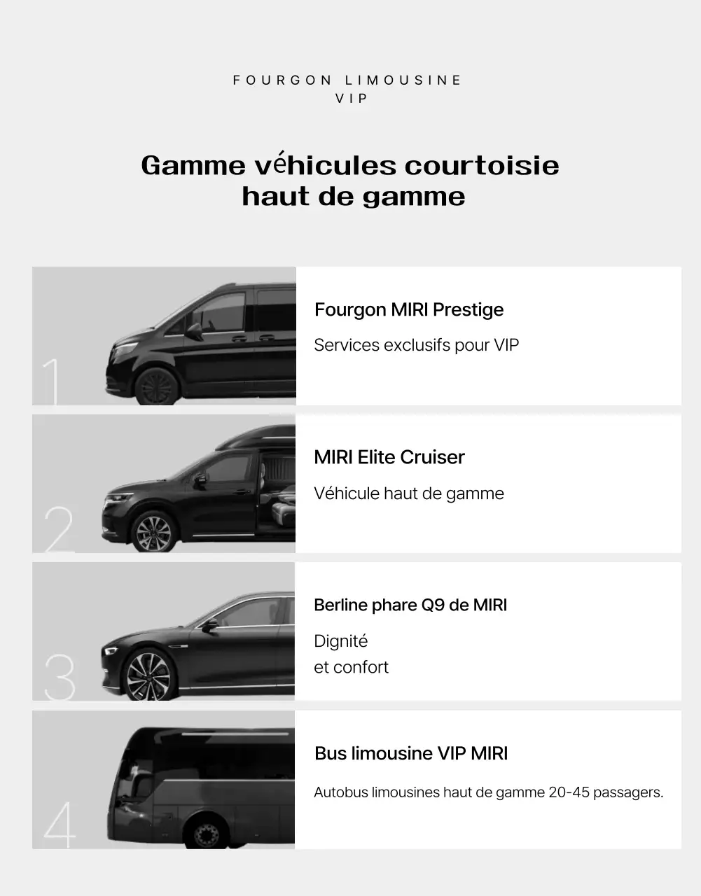 Publicité pour un service de cérémonie de luxe noir