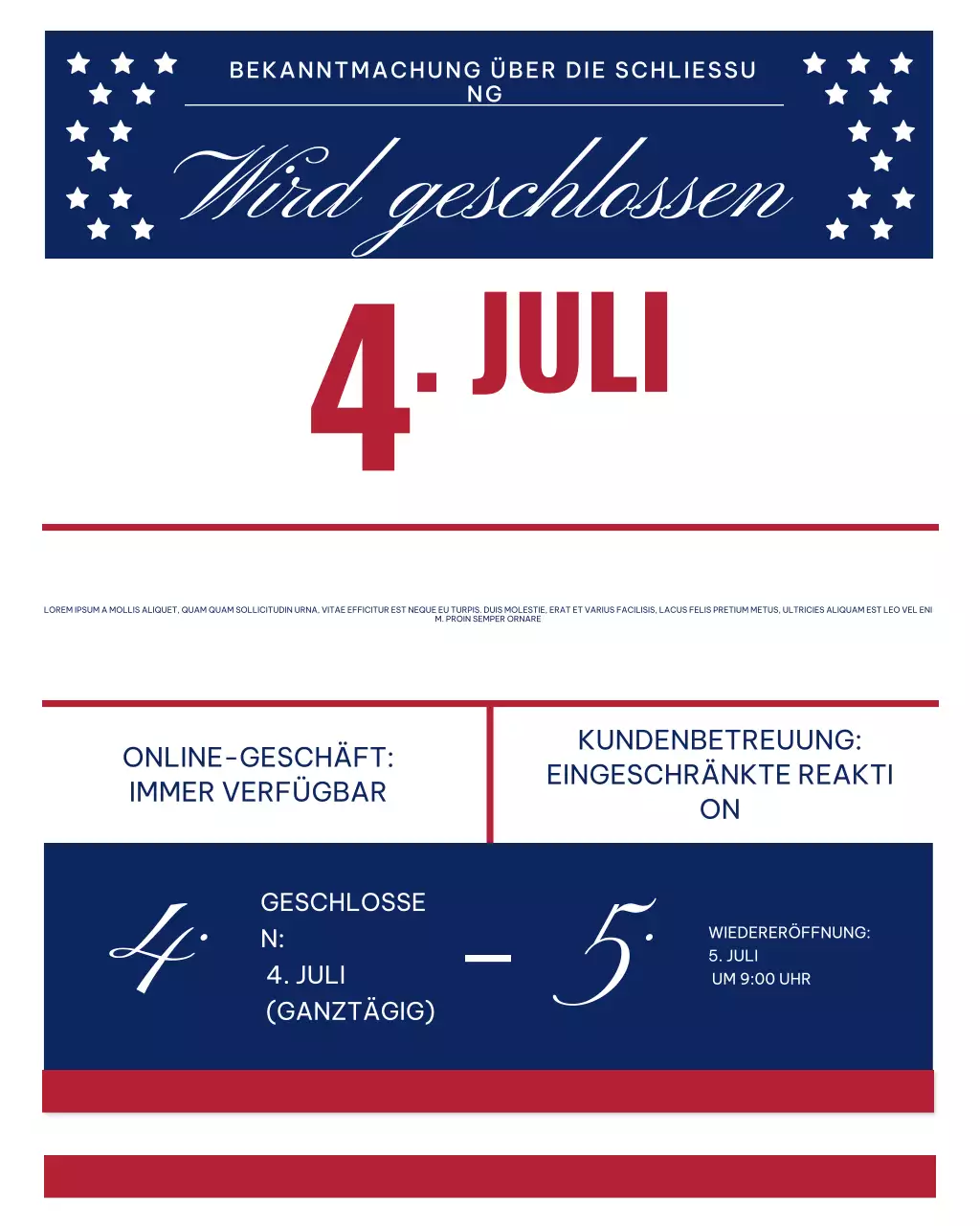 Blauer traditioneller Feiertagsankündigungspost