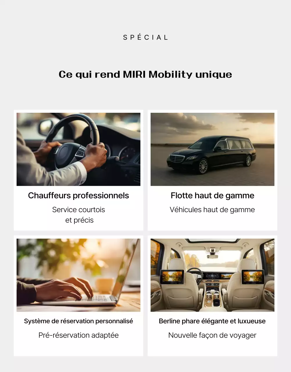 Publicité pour un service de cérémonie de luxe noir