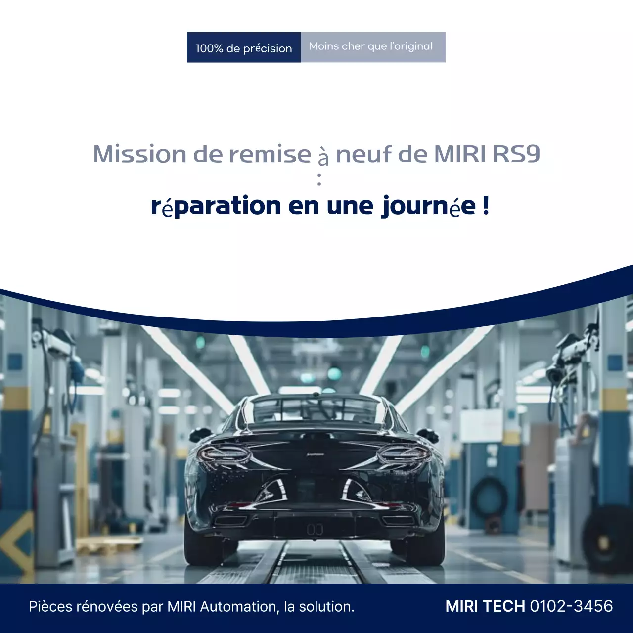 Publicité pour la fabrication de pièces automobiles modernes bleues
