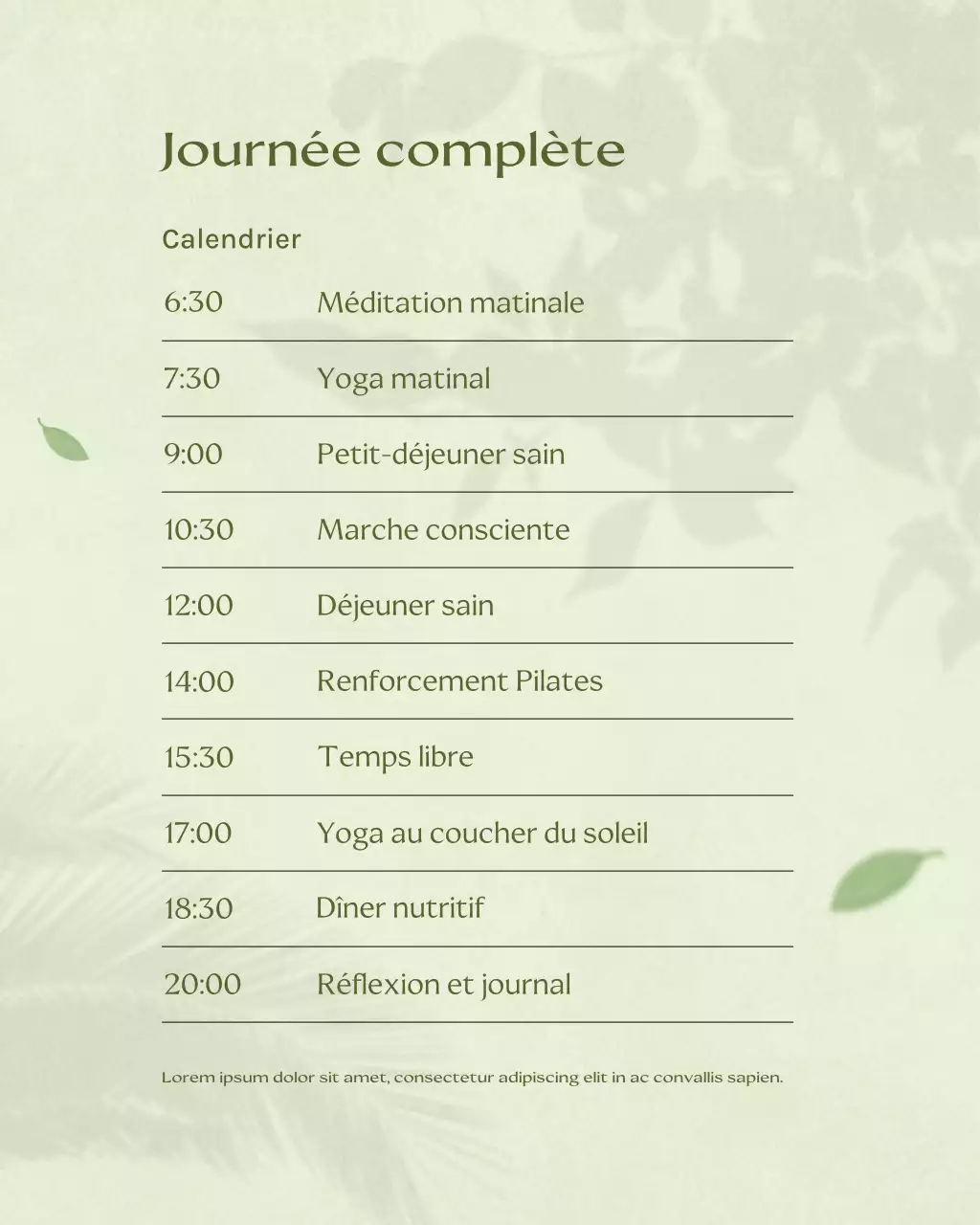 Planificateur de bien-être minimaliste et écologique sur les réseaux sociaux