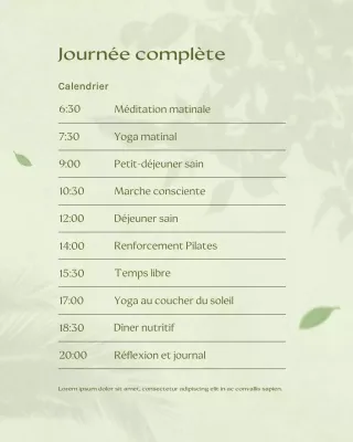 Planificateur de bien-être minimaliste et écologique sur les réseaux sociaux