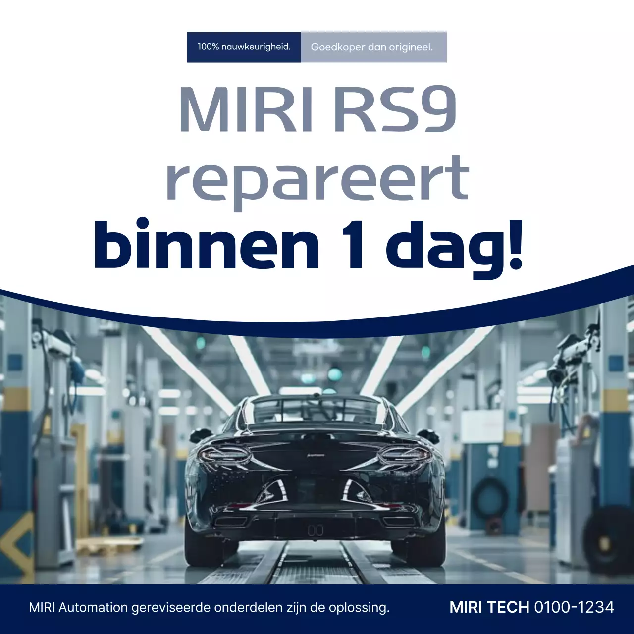 Advertentie voor de productie van blauwe, moderne auto-onderdelen