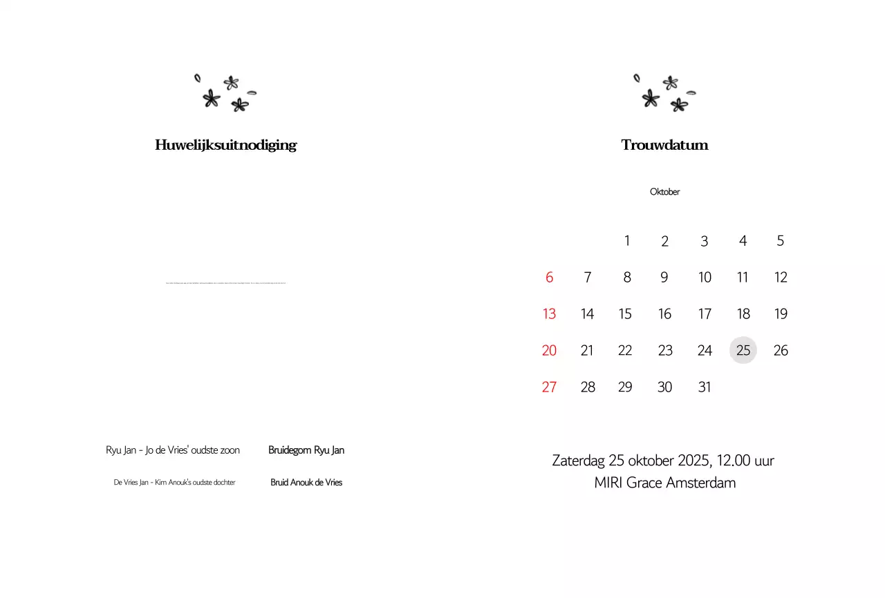 Zwart-witte klassieke huwelijksuitnodiging