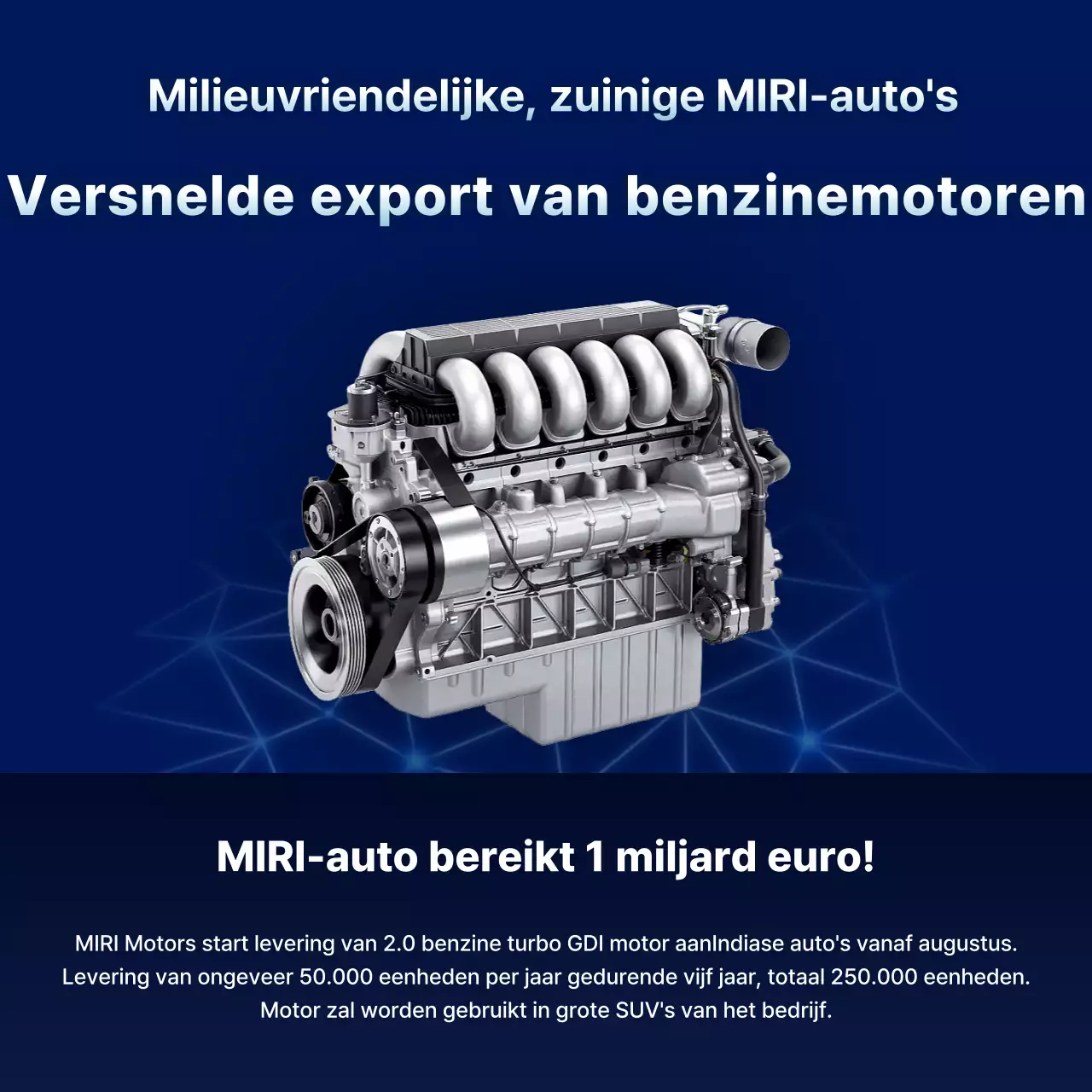 Advertentie voor blauwe moderne automotor