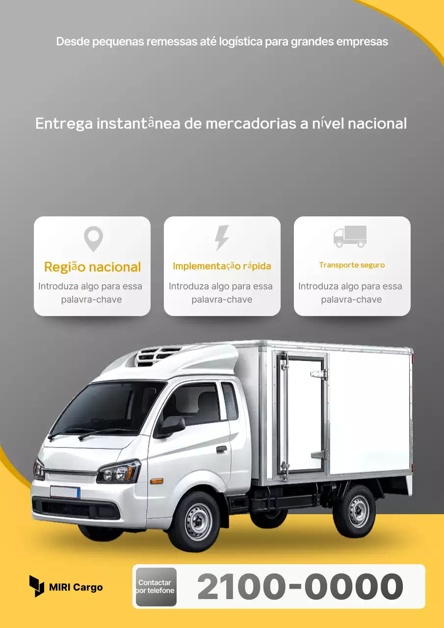 Propaganda de carro logístico moderno cinza