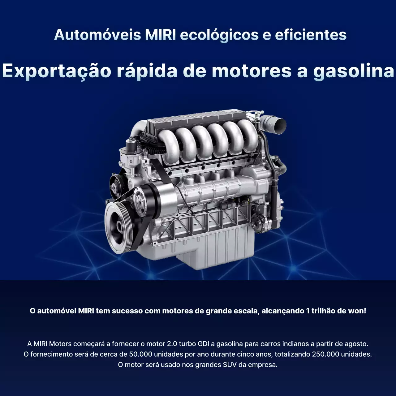 Anúncio de motor de carro moderno azul