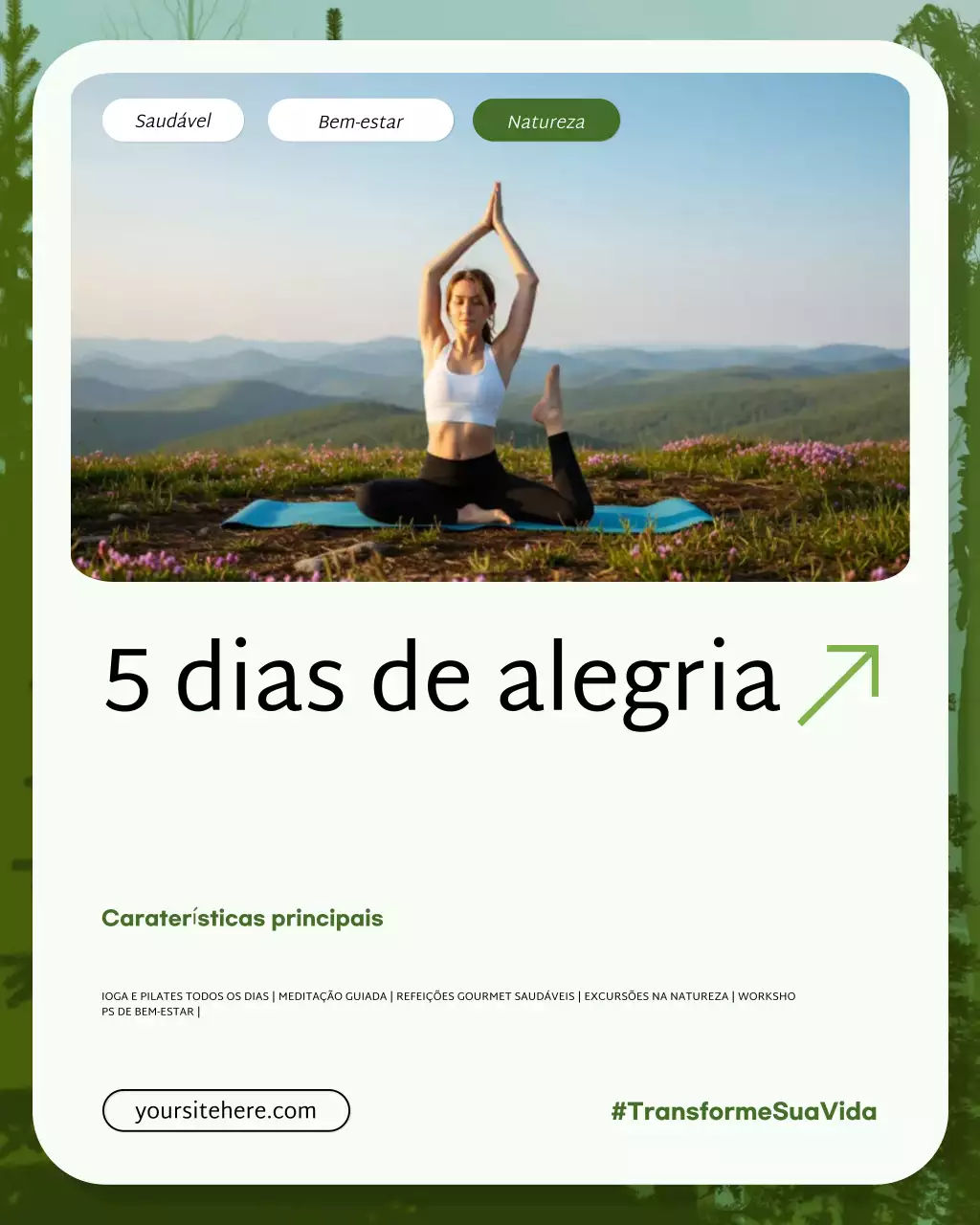 Postagem no Instagram de promoção de bem-estar da Green Nature