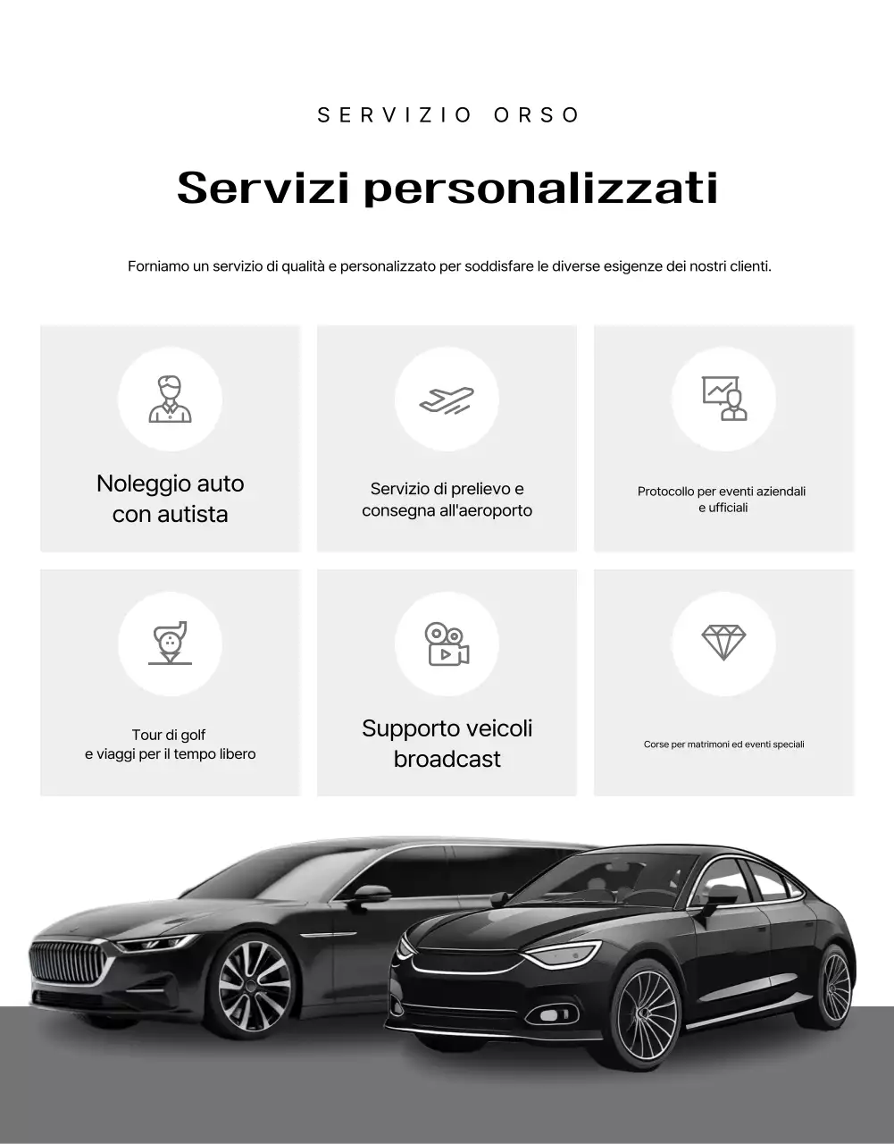 Pubblicità del servizio cerimoniale di lusso nero