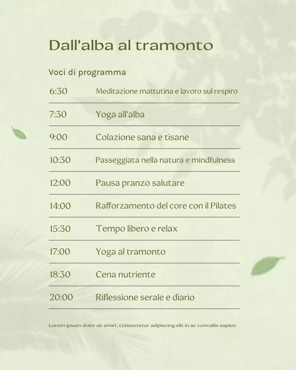 Pianificatore di benessere minimale verde Social Media