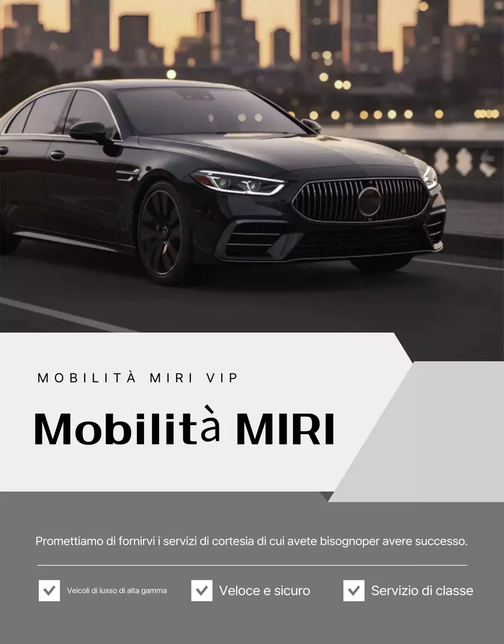 Pubblicità del servizio cerimoniale di lusso nero