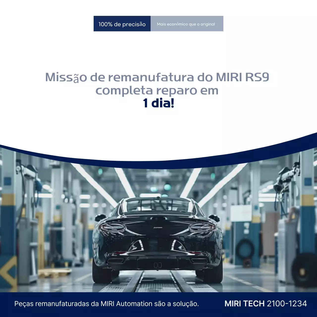 Anúncio de fabricação de peças automotivas modernas azuis