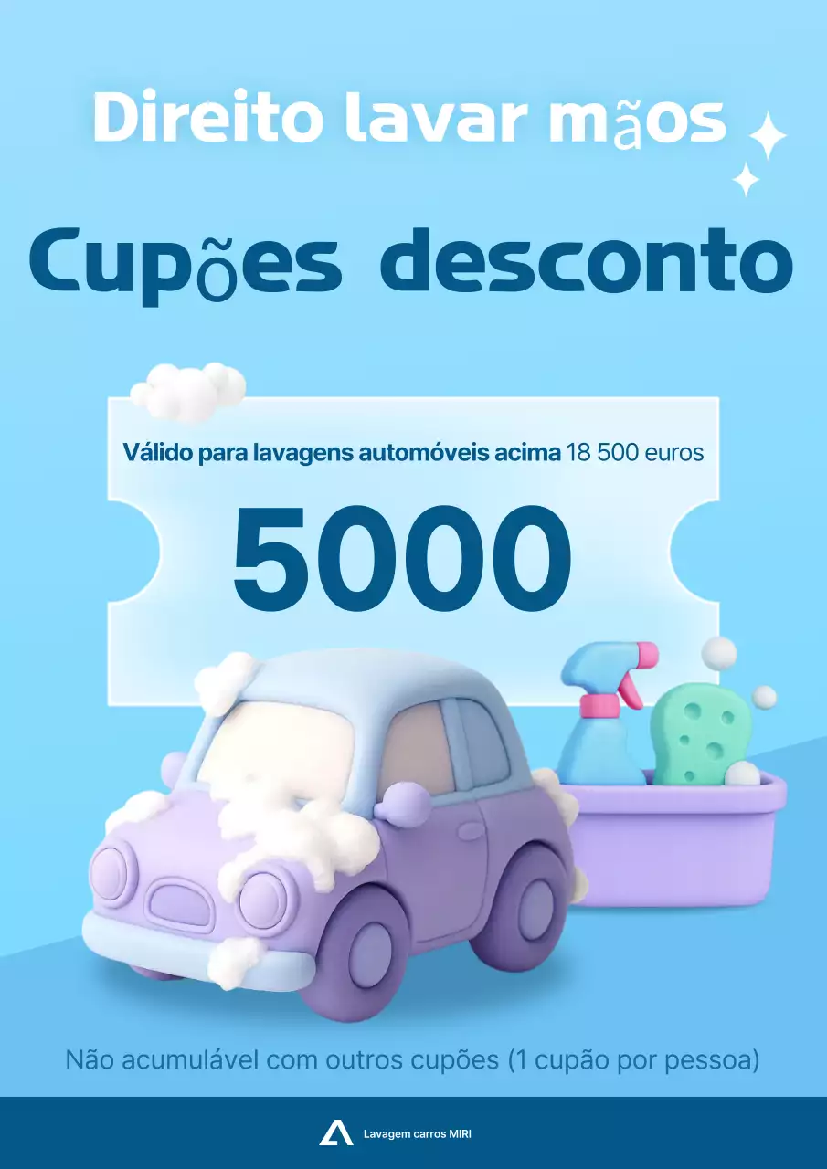 Desconto para lavagem de carros simples em azul celeste