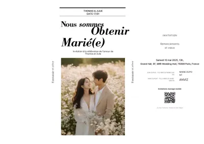 Invitation de mariage élégante et blanche