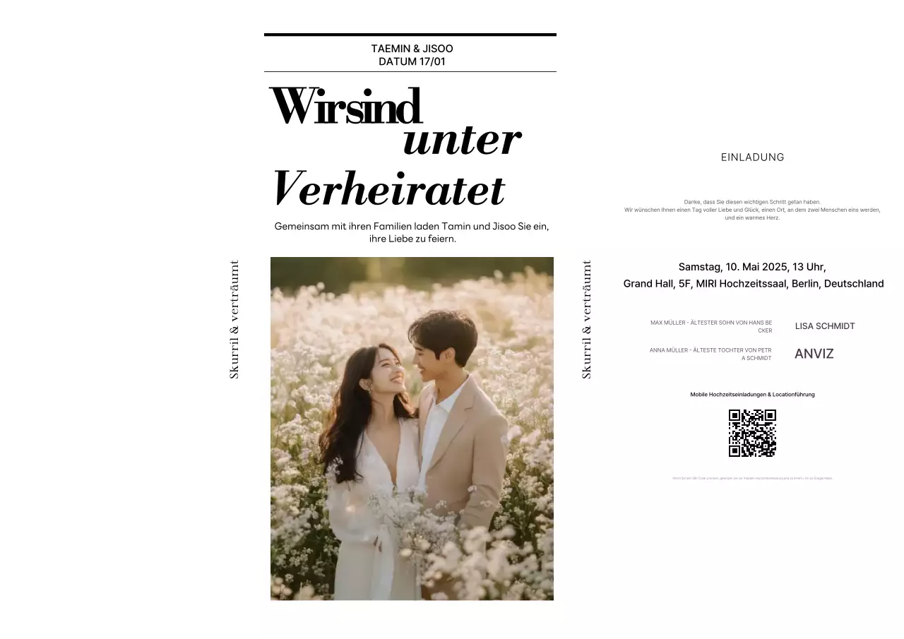 Weiße elegante Hochzeitseinladung