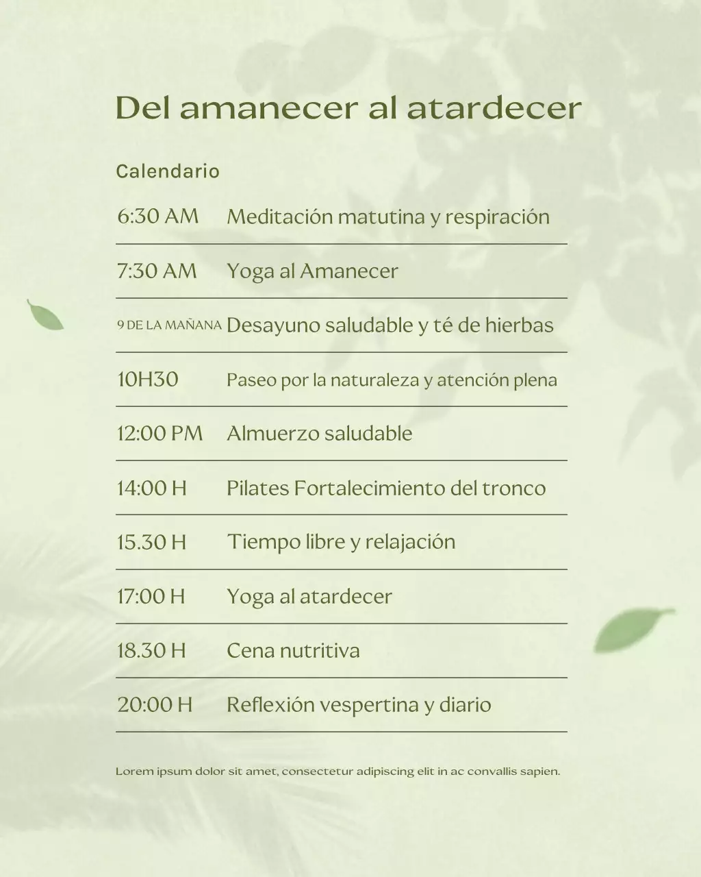 Planificador de bienestar minimalista ecológico para redes sociales