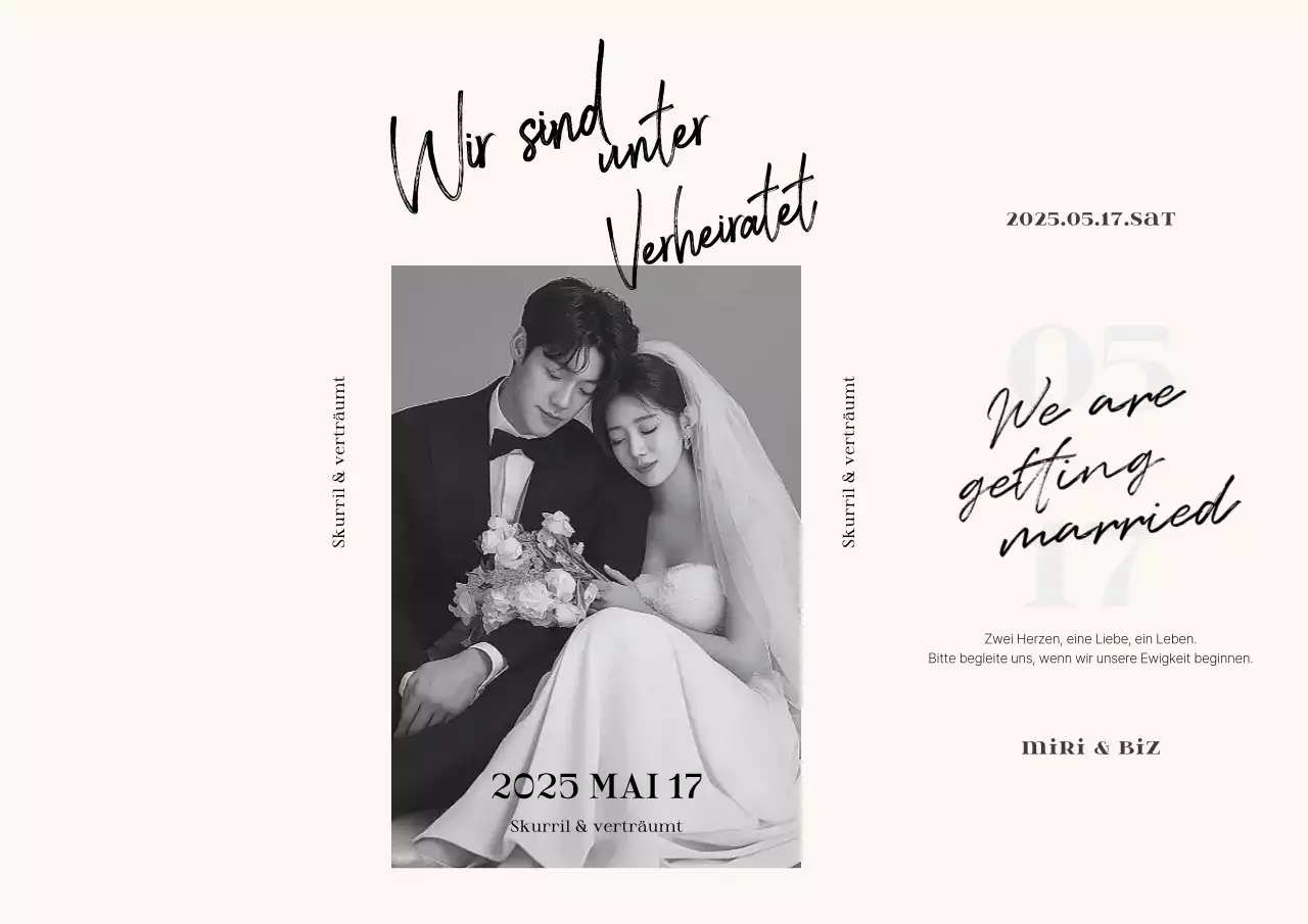 Elegante Schwarz-Weiß-Hochzeitseinladung