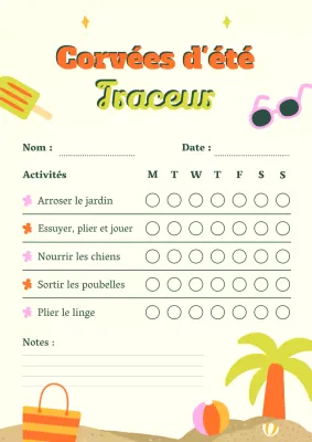 Affiche orange pour le planificateur de tâches ludiques