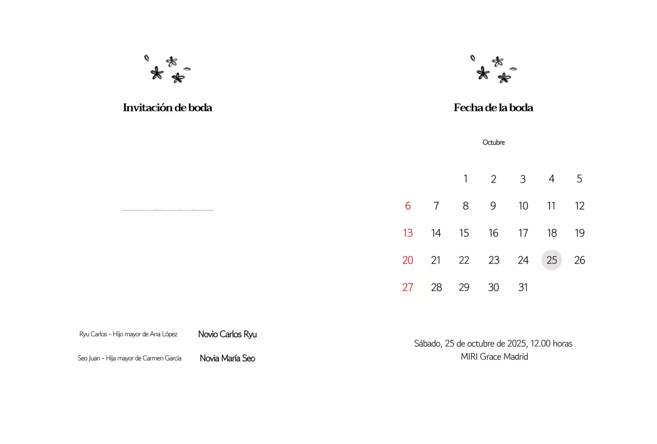 Invitación de boda clásica en blanco y negro