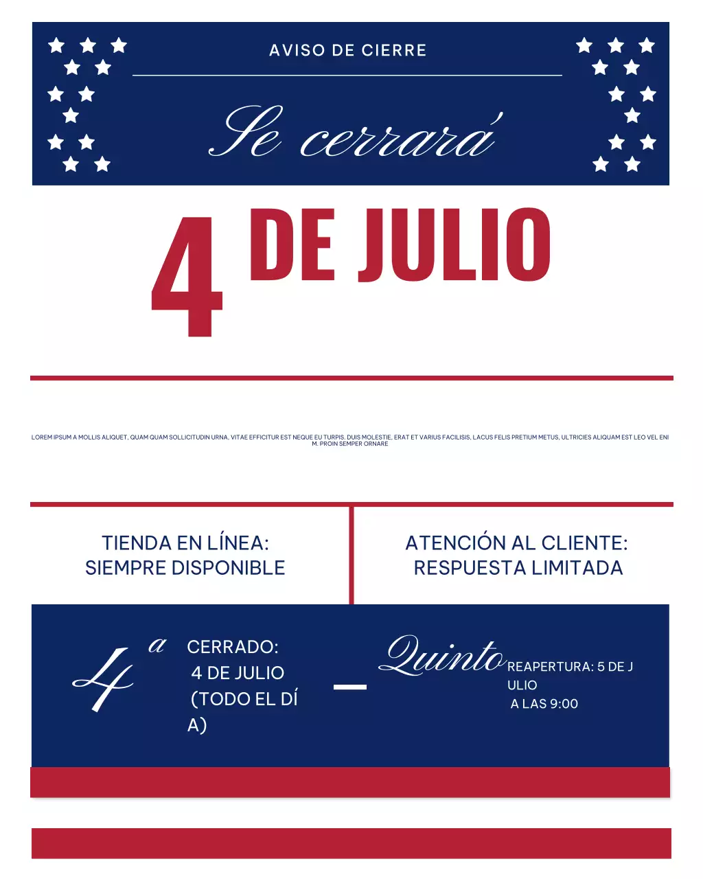 Publicación tradicional azul para anunciar festividades