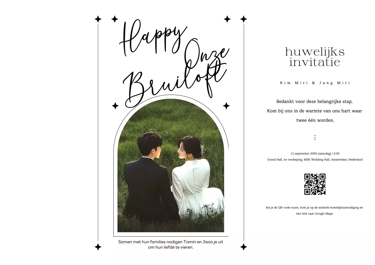 Witte stijlvolle huwelijksuitnodiging