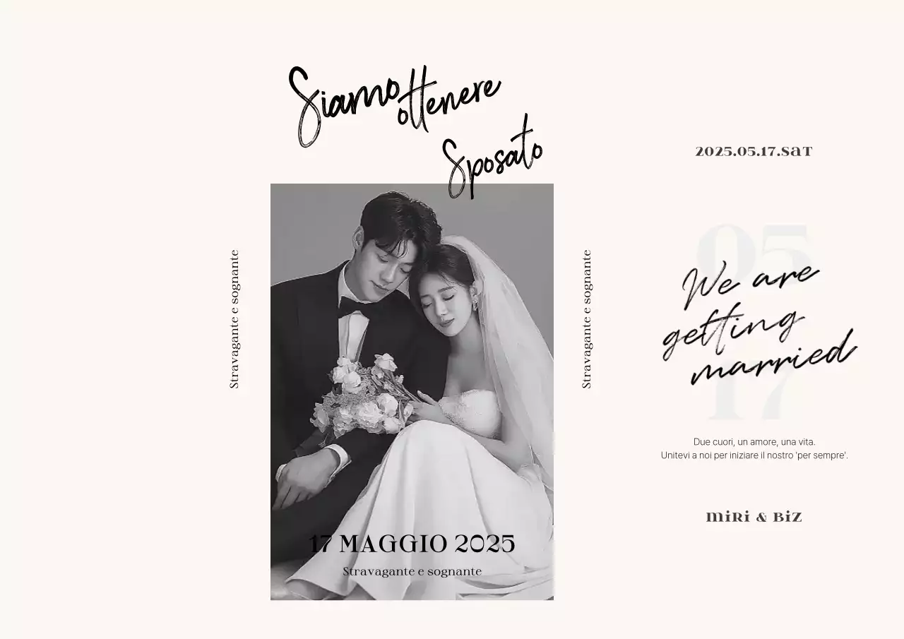 Invito di nozze elegante in bianco e nero