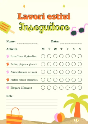 Poster arancione per pianificare le faccende domestiche giocose