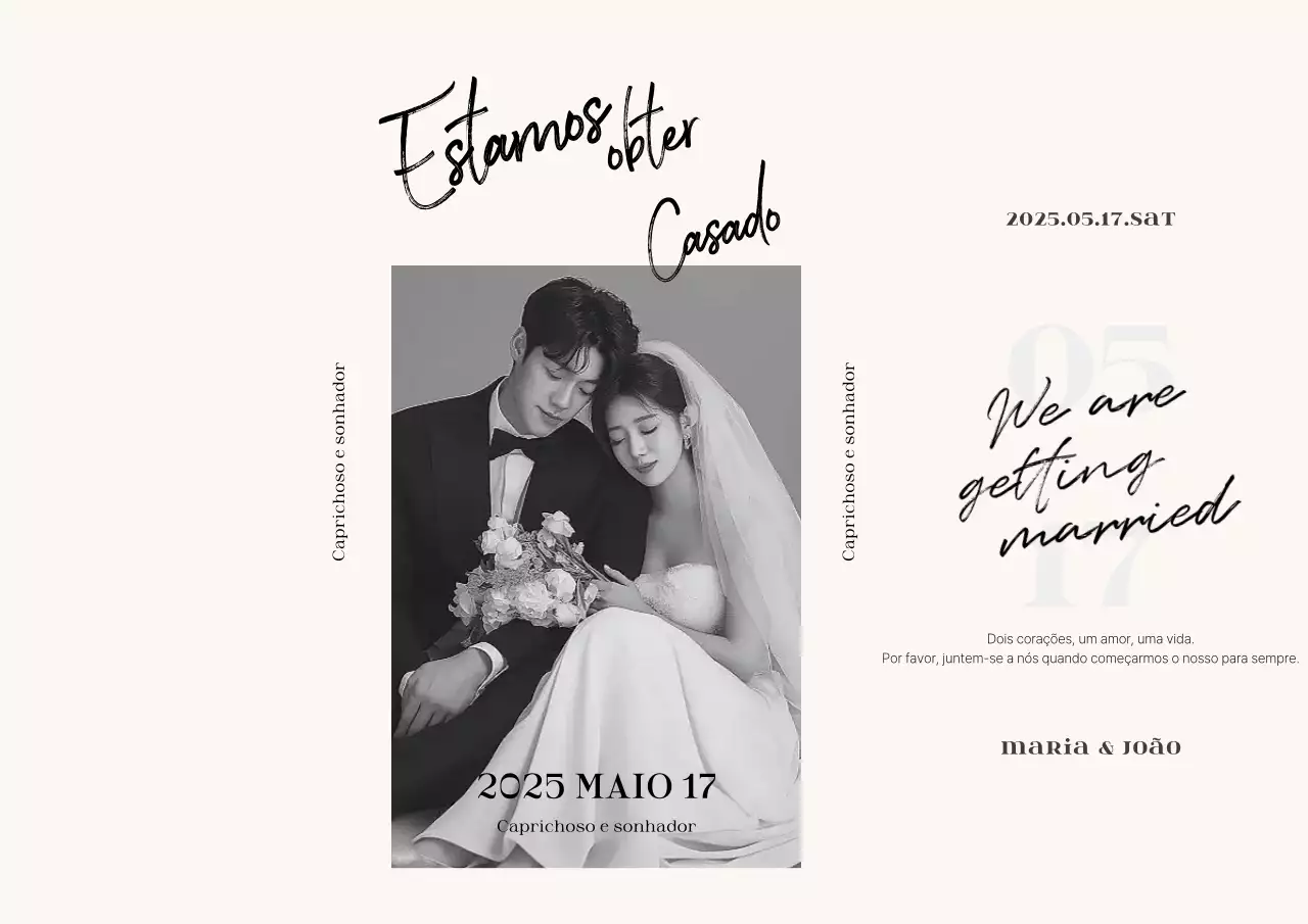 Convite de casamento elegante em preto e branco