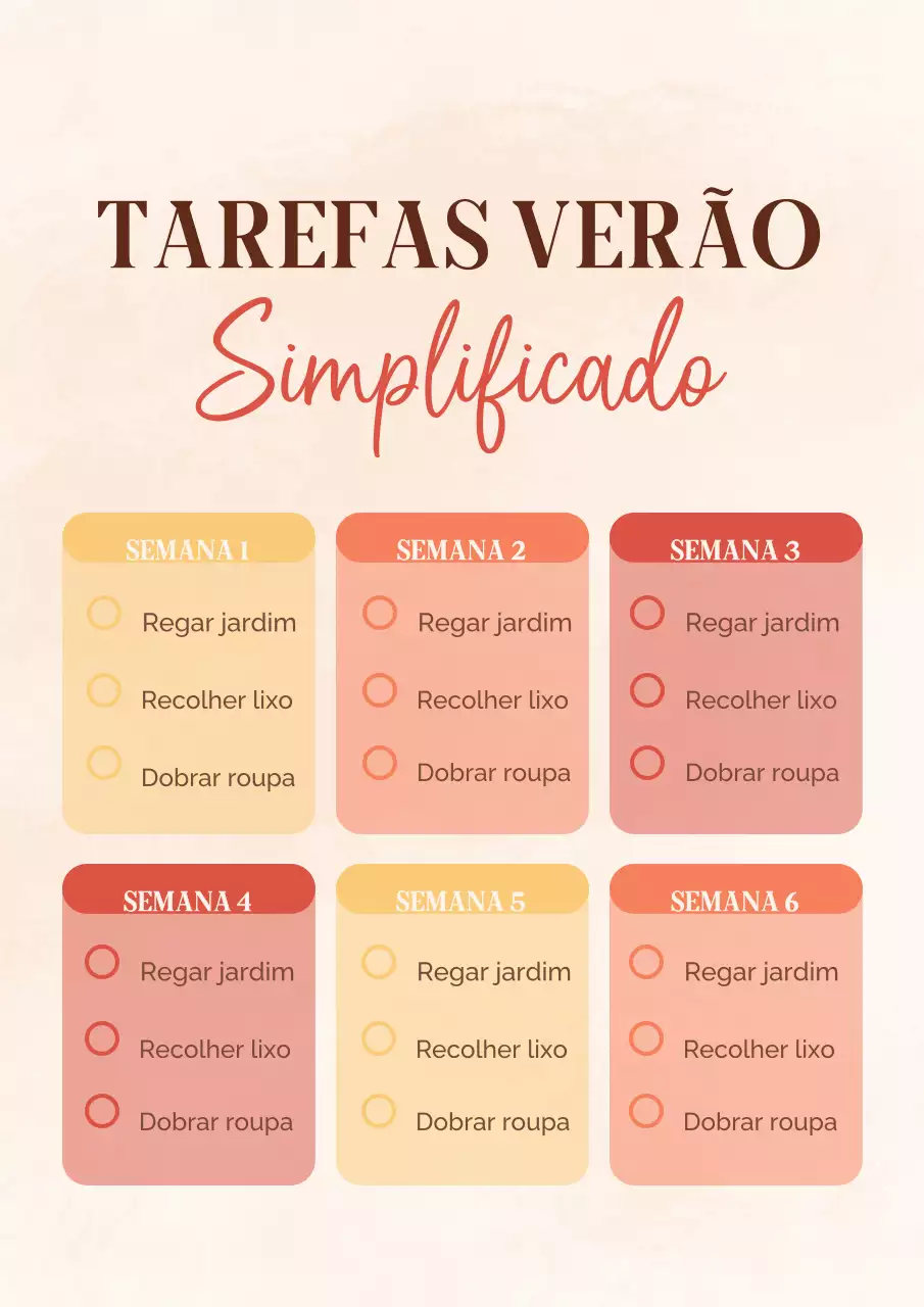 Planejador de tarefas florais de verão