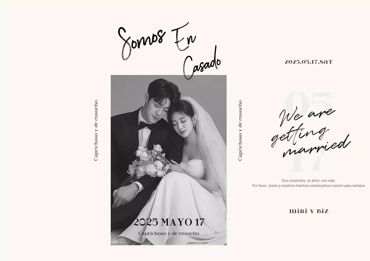 Invitación de boda elegante en blanco y negro