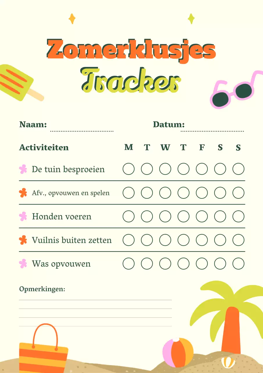 Oranje speelse klusjesplannerposter