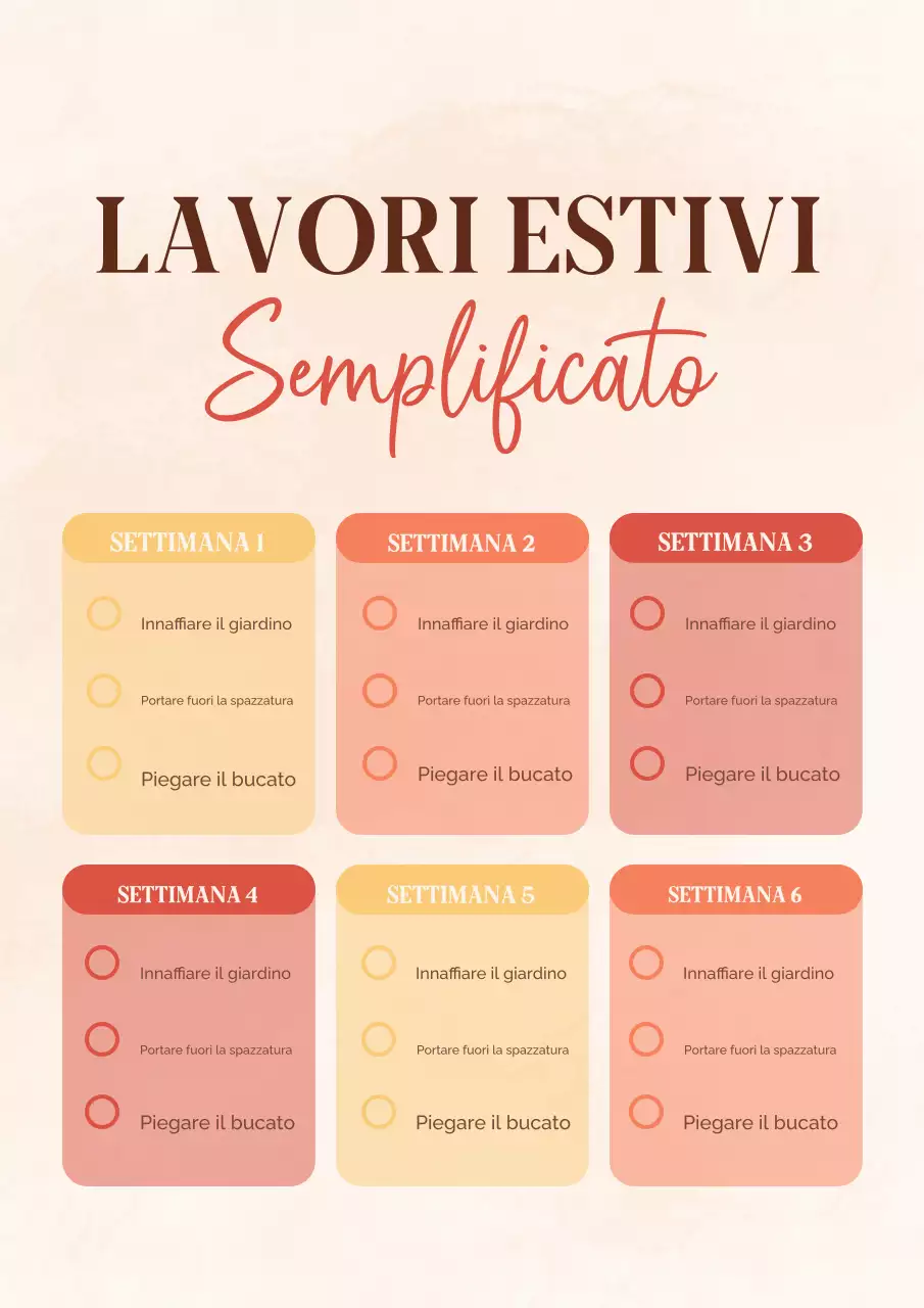 Planner floreale per le faccende estive