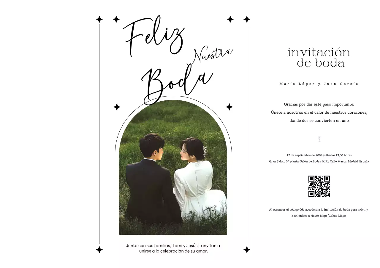 Invitación de boda elegante y blanca