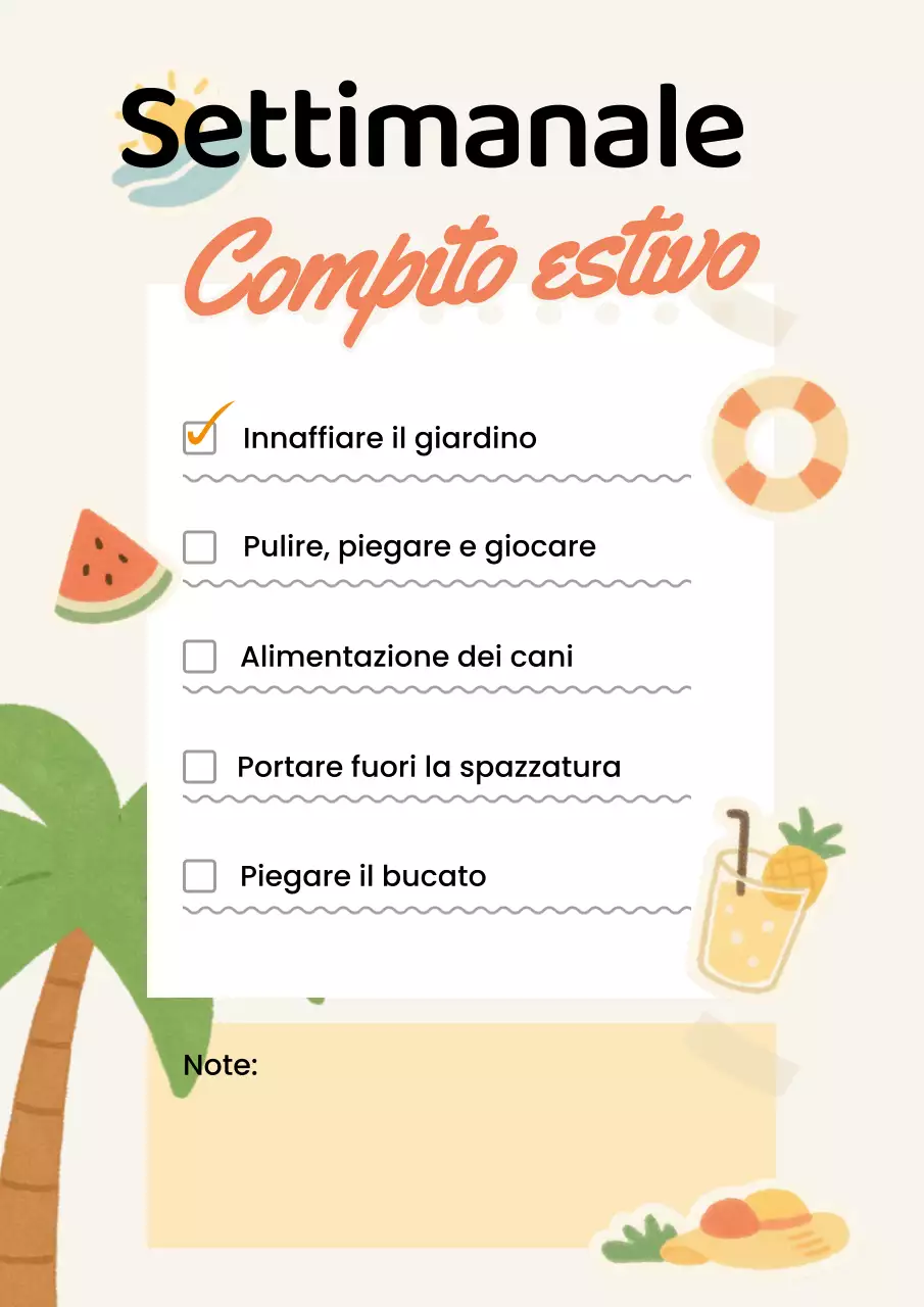 Poster beige per pianificatore di attività tropicali