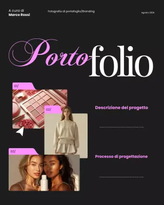 Post Instagram del portfolio minimalista moderno nero e rosa