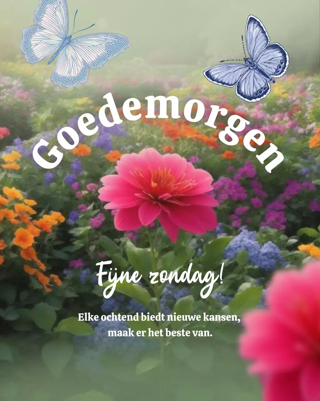 Kleurrijke bloemen ochtendgroetkaart Instagram-post