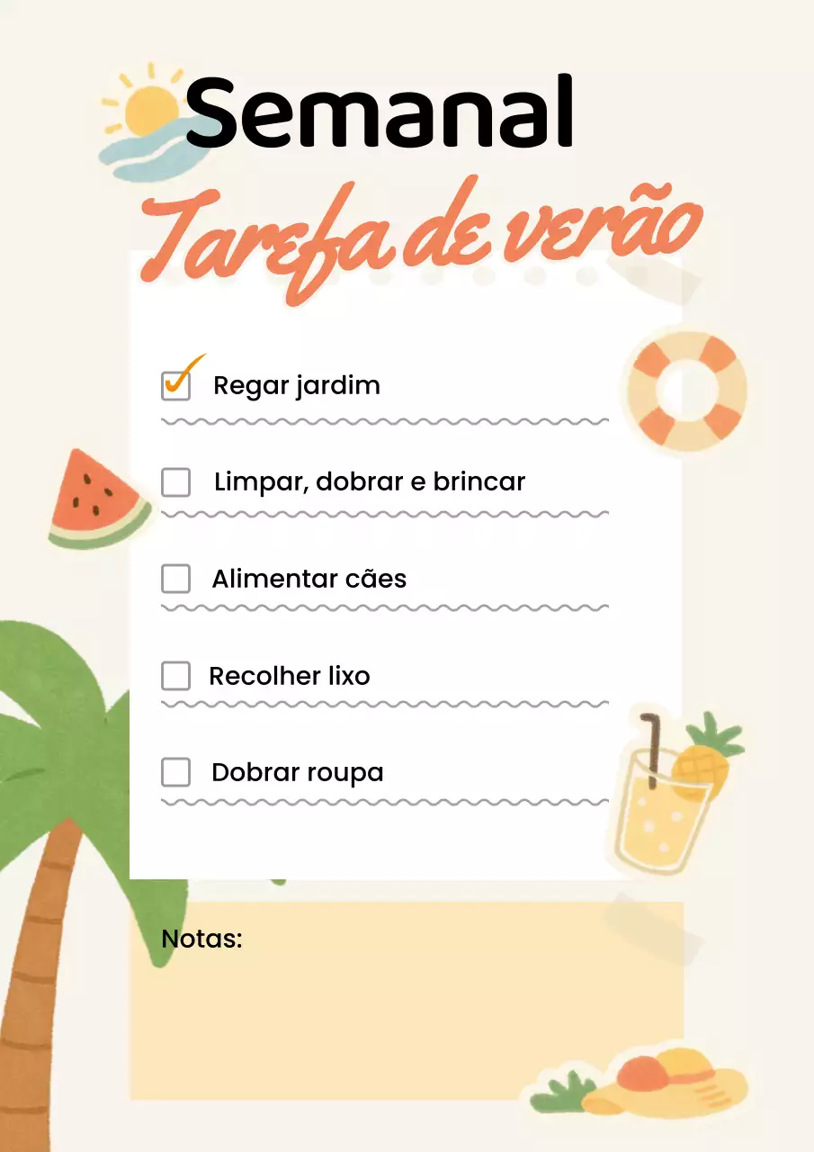 Pôster de planejador de tarefas tropical bege