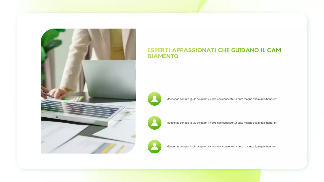 Presentazione dell'annuncio sulla sostenibilità moderna e verde