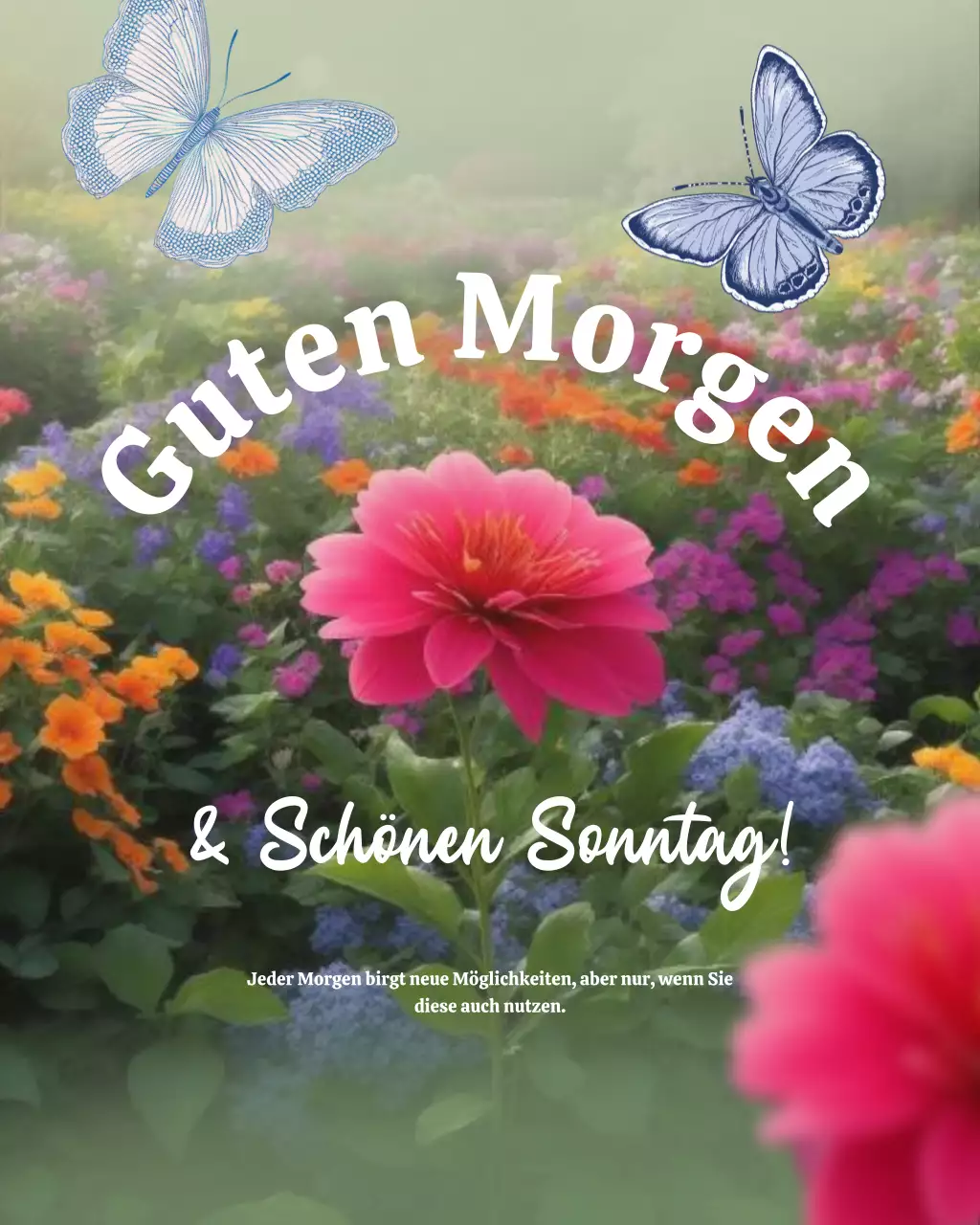 Farbenfrohe, florale Morgengrußkarte auf Instagram