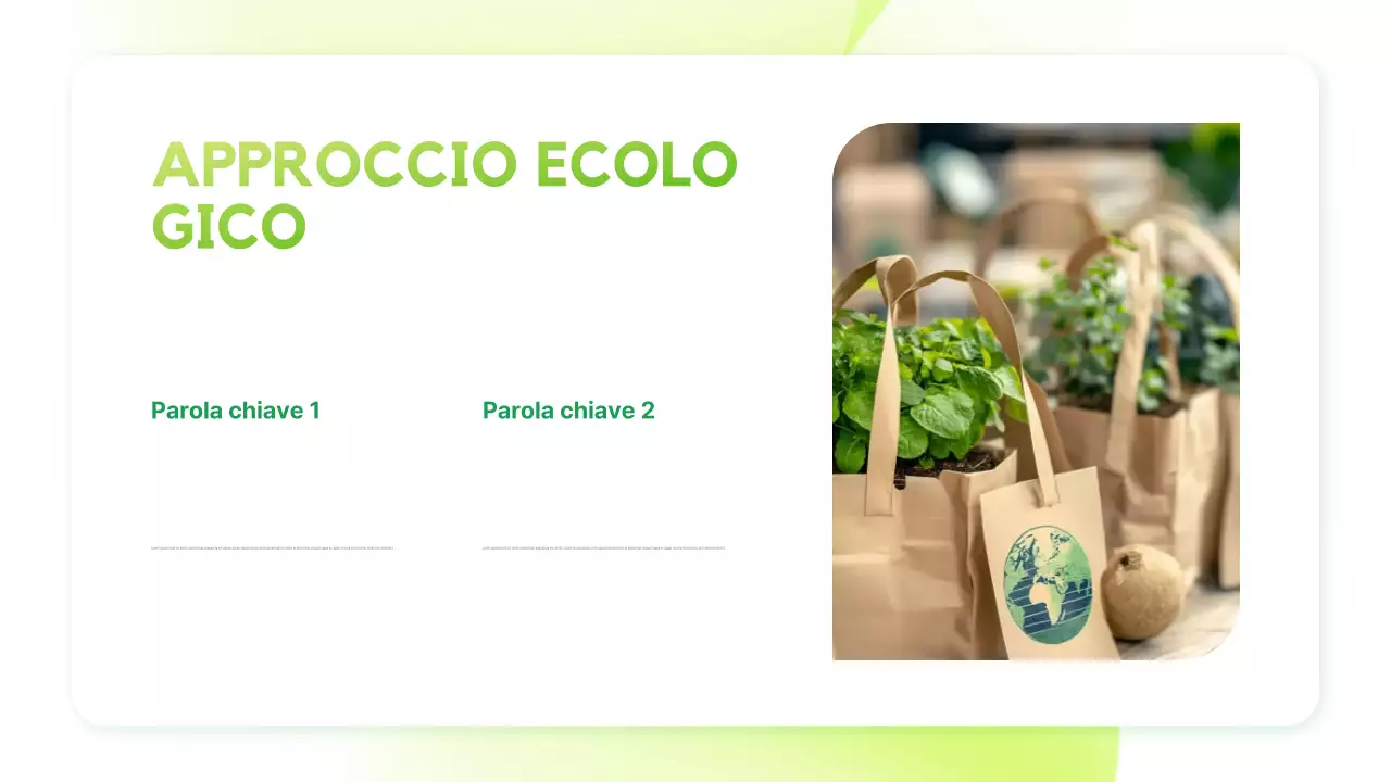 Presentazione dell'annuncio sulla sostenibilità moderna e verde