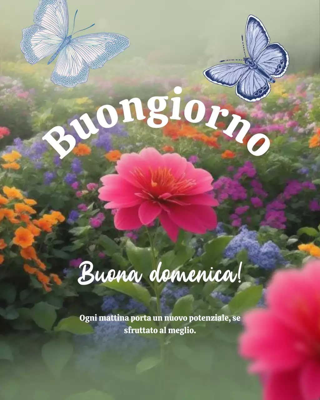 Post di Instagram con biglietti di auguri floreali colorati per il mattino