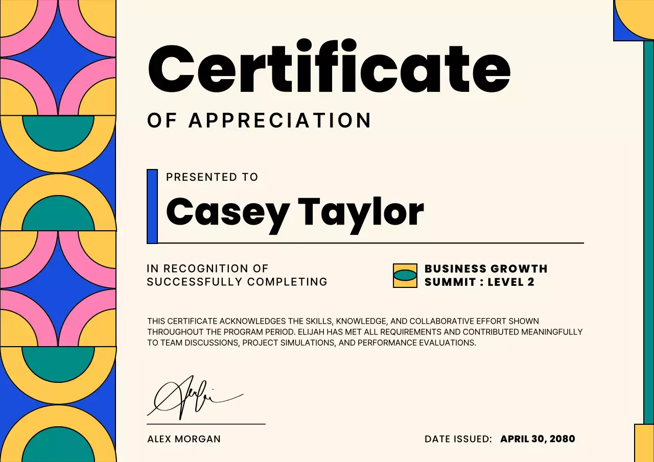 Beige Geometric Business Certificate Poster