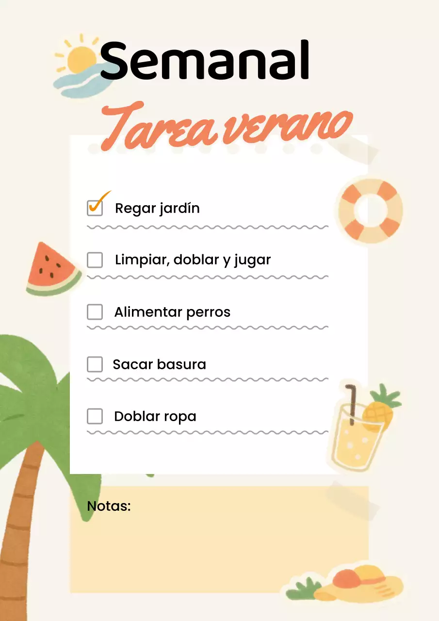 Póster de planificador de tareas tropical beige