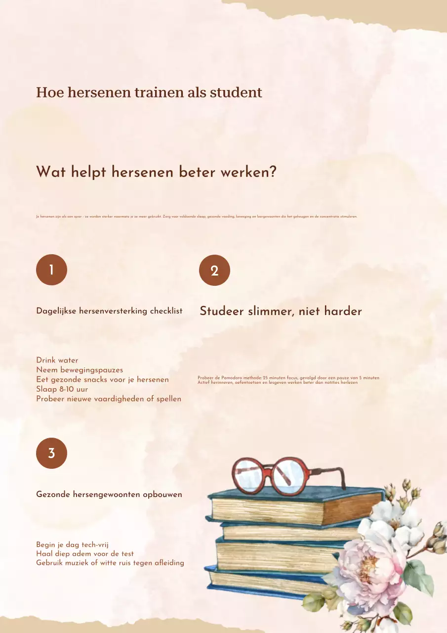 Beige Creatieve Tips Train Brain Studentenposter