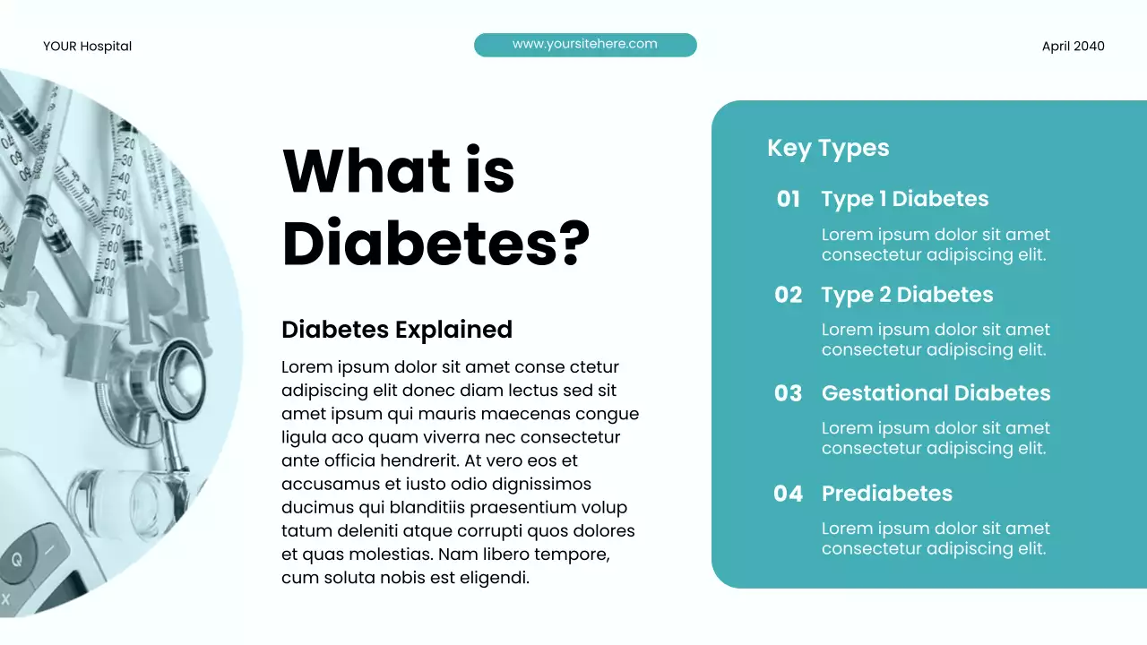 Teal Modern Health Diabetes Awareness Presentation