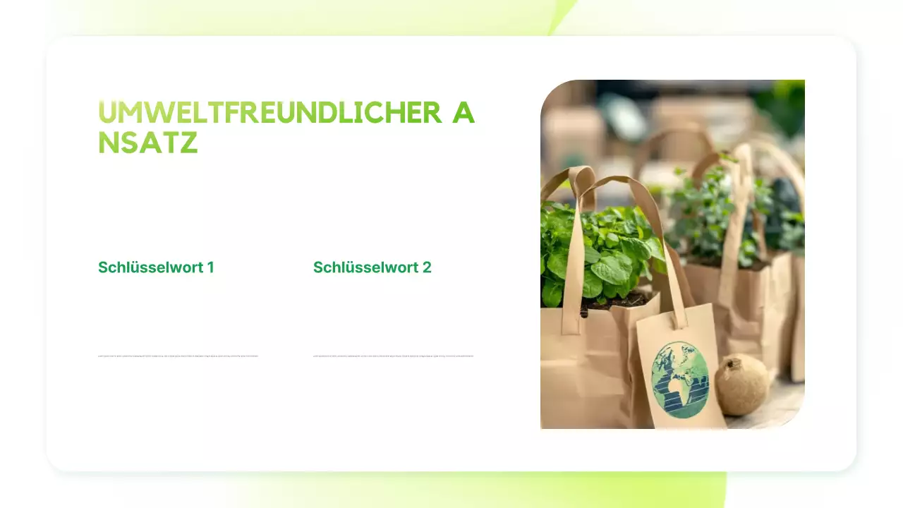 Präsentation zur Ankündigung einer modernen grünen Nachhaltigkeit