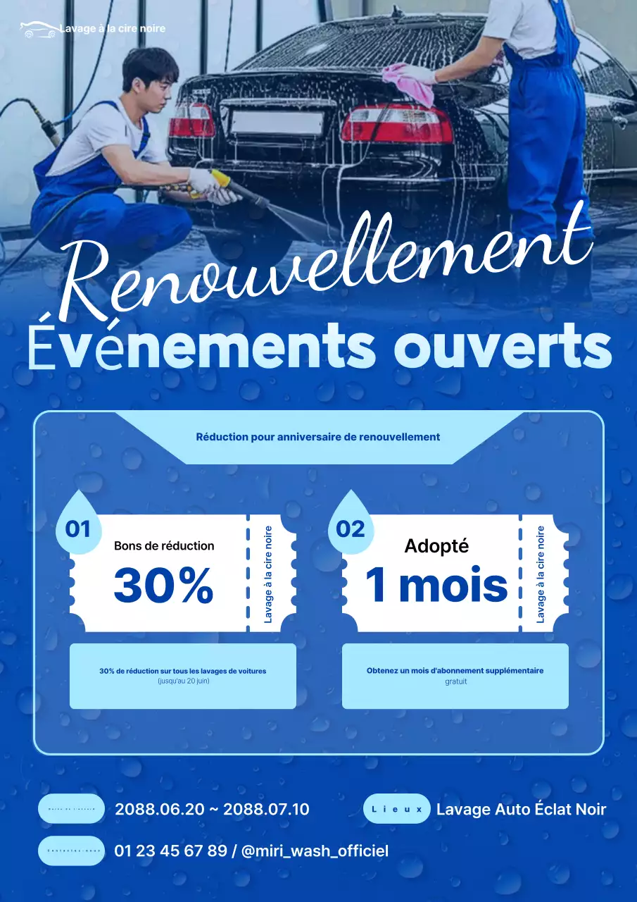 Événement d'ouverture du lave-auto Blue Modern