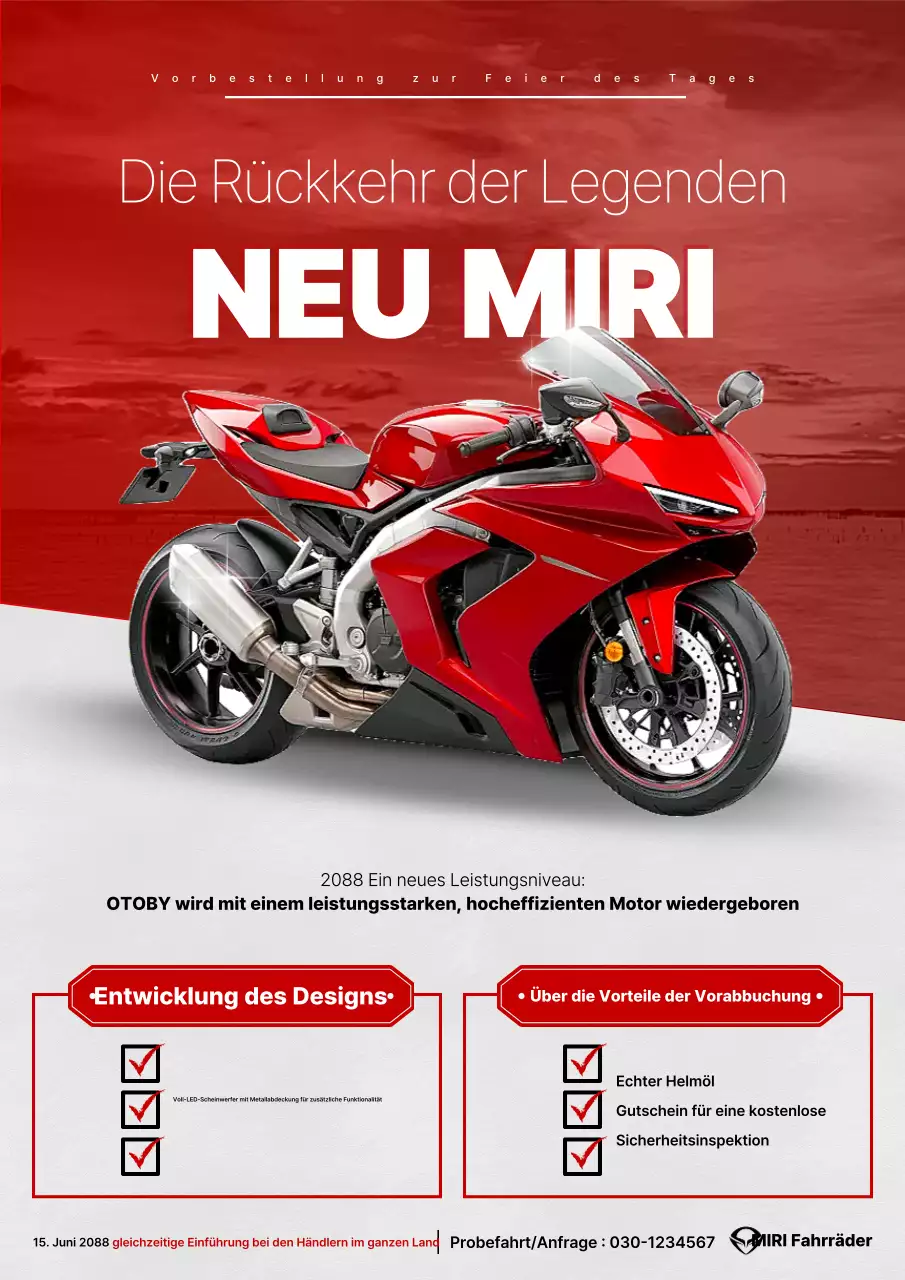 Rotes modernes Motorrad-Angebot
