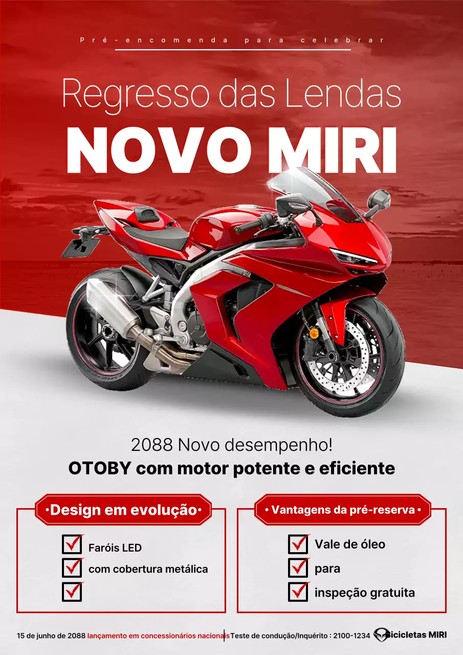 Promoção de motocicleta vermelha moderna