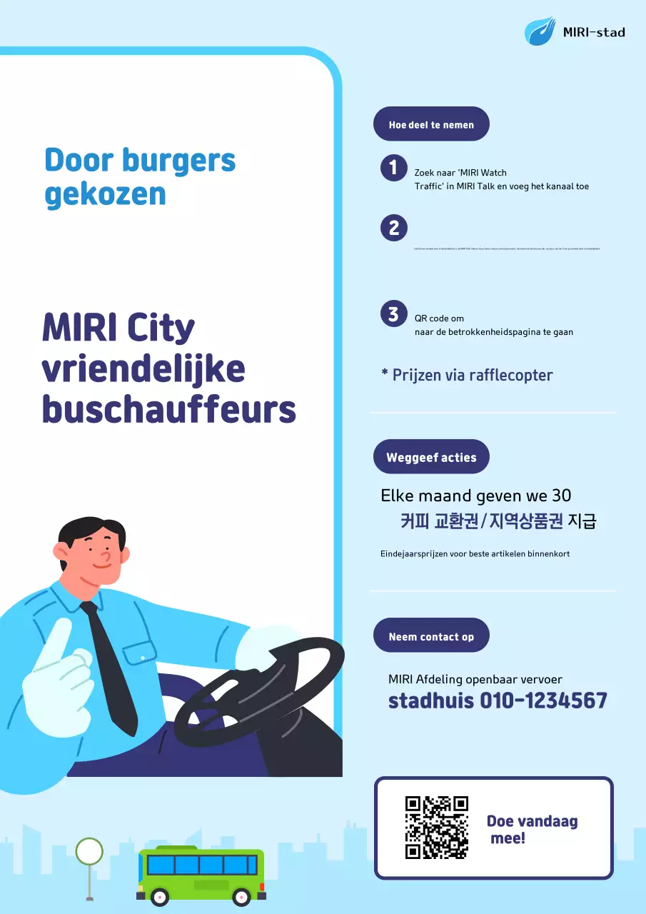 Campagne voor schoon openbaar vervoer in de hemelsblauwe kleur